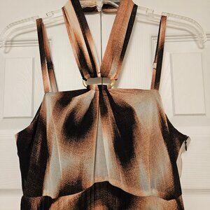 NWT DKNY Printed Pleated Asymmetrical-Hem Halter Dress 4